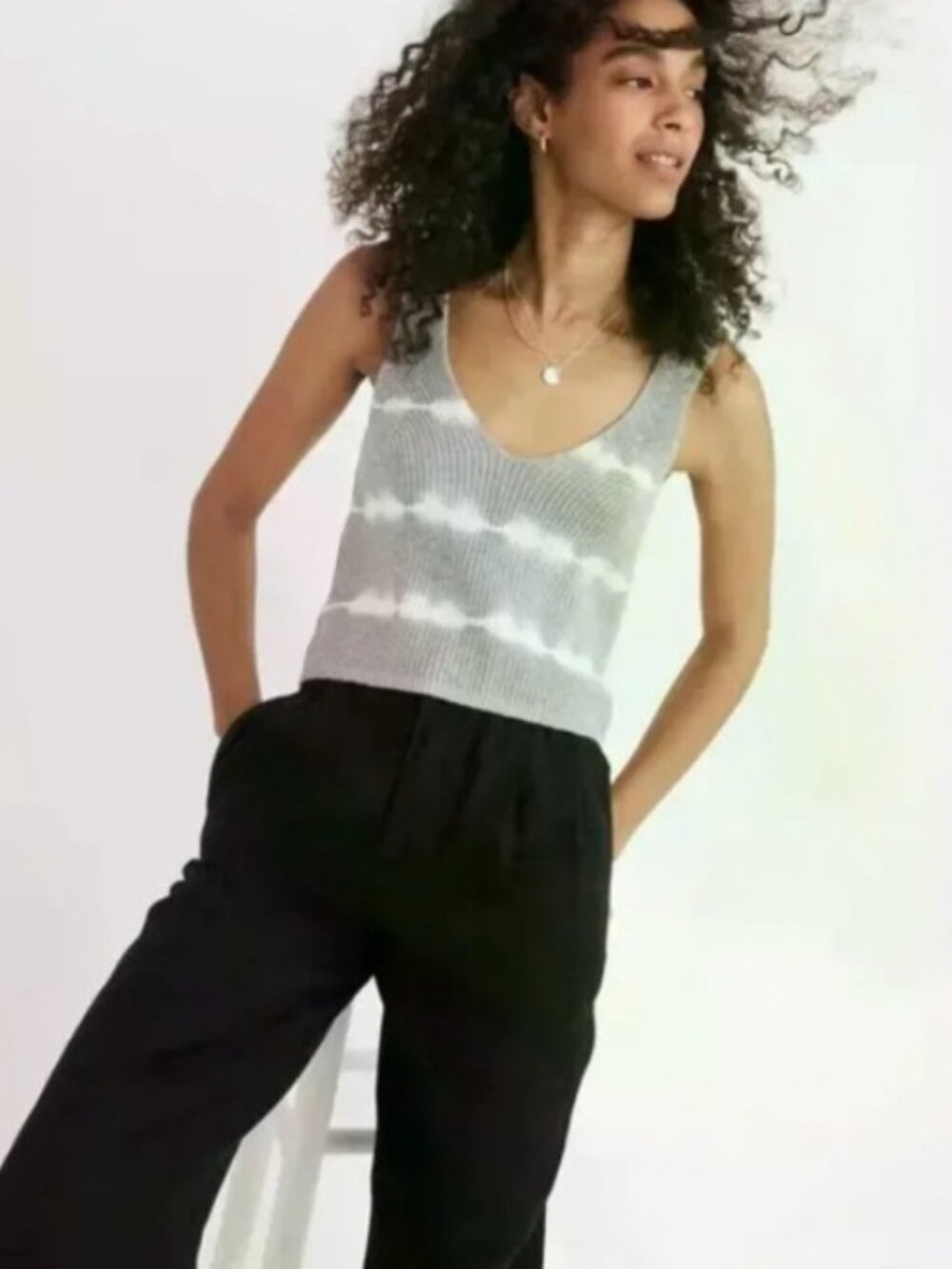 Madewell Tie-Dye Parkwood Knit Sweater Tank in Glassware Blue Gray